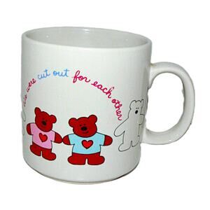 Vintage Russ Teddy Bear Coffee Tea Mug "We Were Cut Out For Each Other" Korea